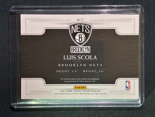 2016-17 National Treasures LUIS SCOLA Game Gear Triple Jersey Auto Silver 23/75