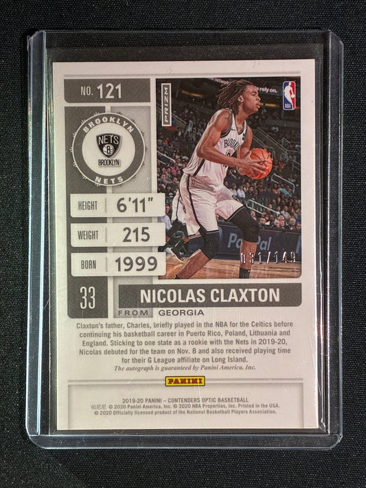 2019-20 Contenders Optic NICOLAS CLAXTON Rookie Ticket Auto Red Prizm 31/149 #121