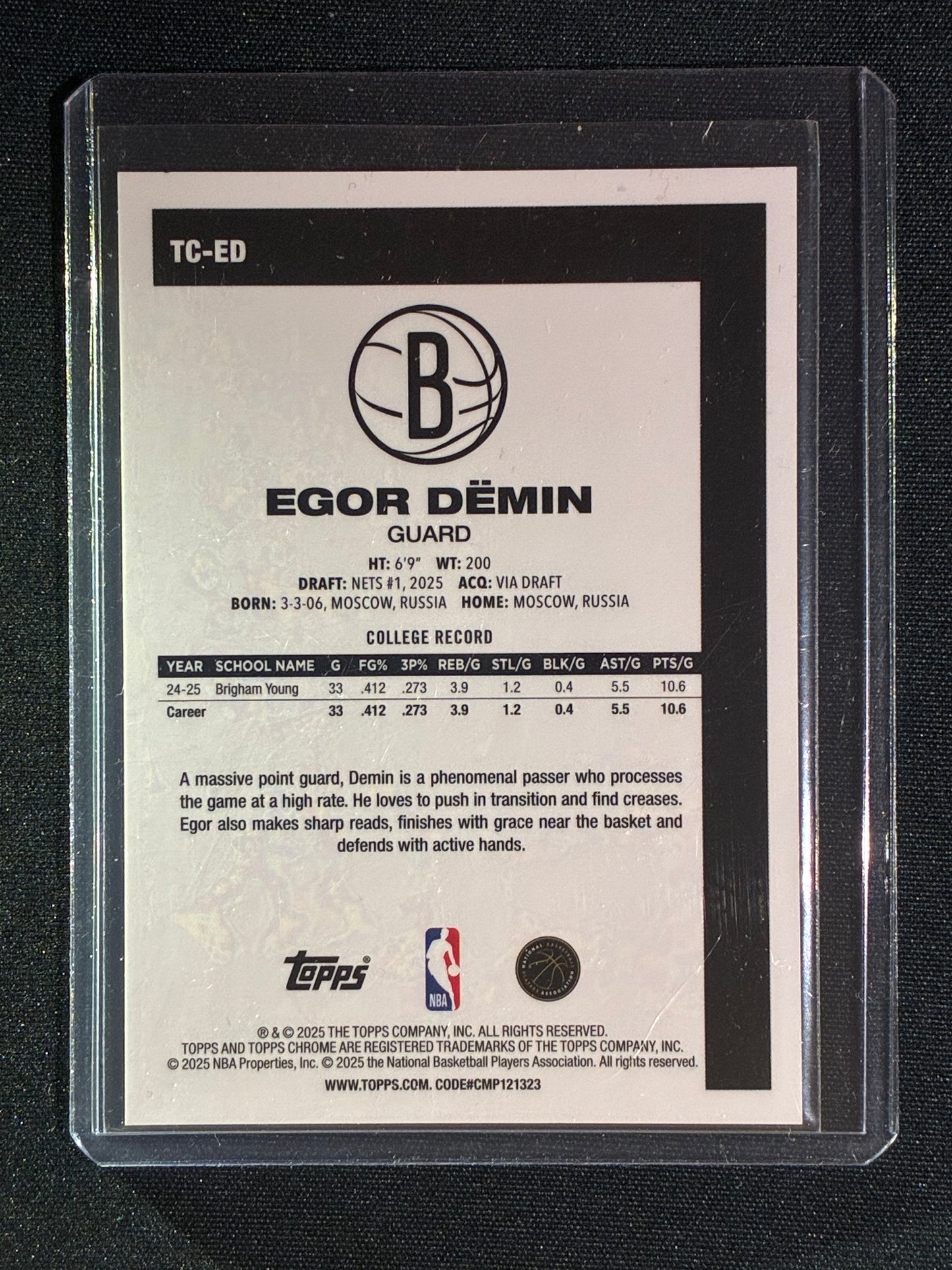 2025-26 Topps EGOR DEMIN Rookie 45th Anniversary Chrome Green Mojo 70/99 #ED