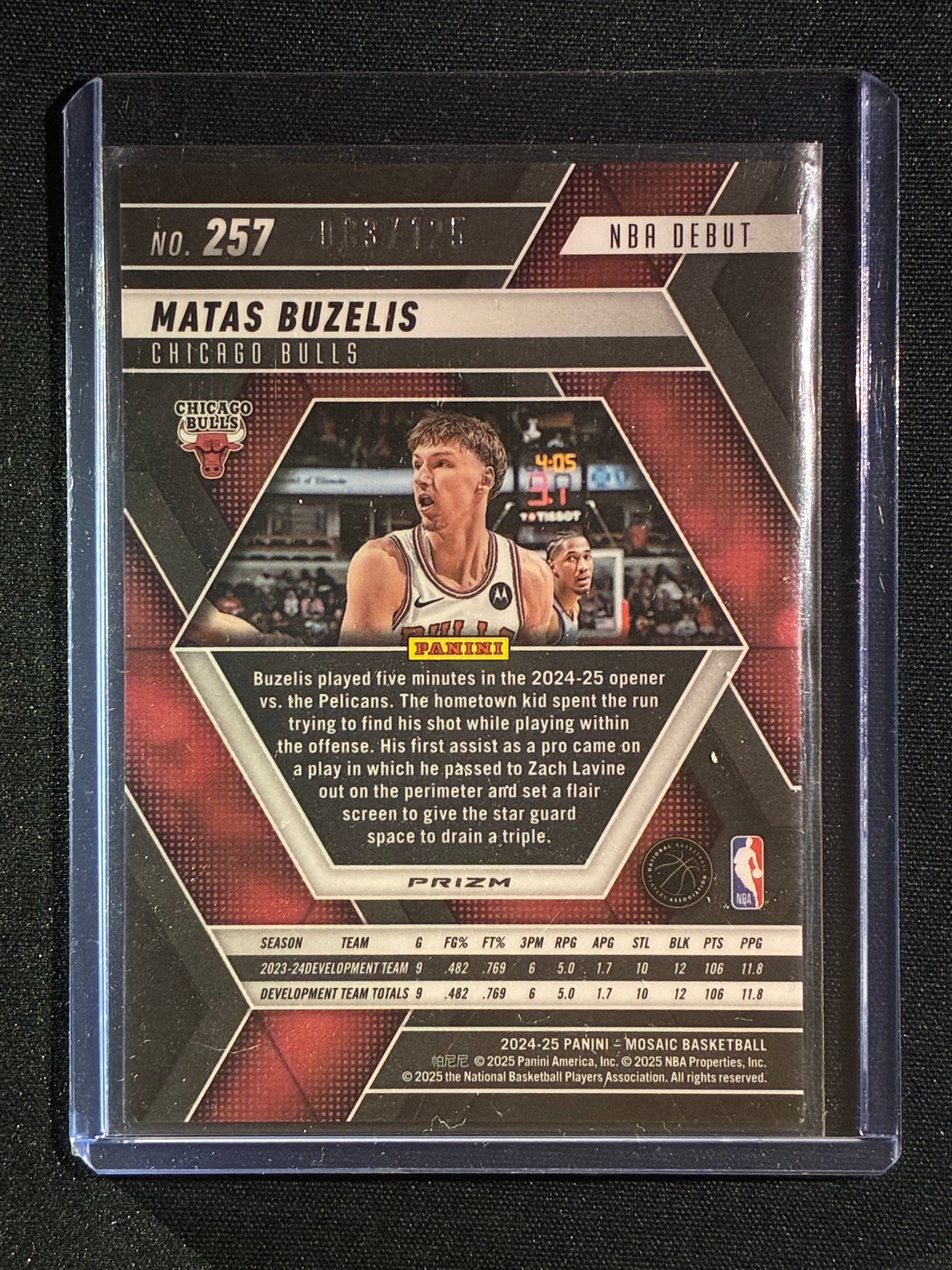 2024-25 Mosaic MATAS BUZELIS NBA Debut Rookie Light Blue Cracked Ice 83/125 #257