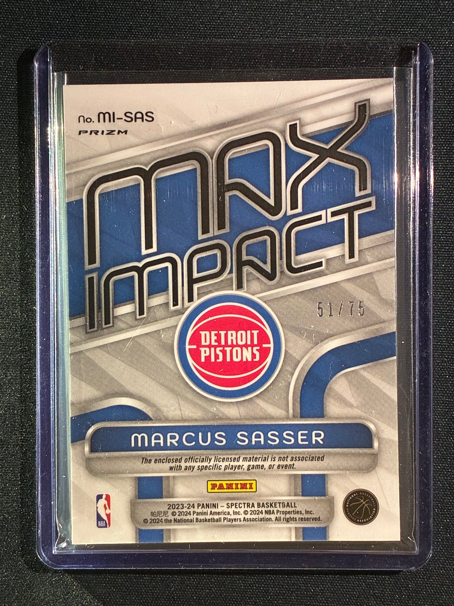 2023-24 Spectra MARCUS SASSER Max Impact Rookie Jersey Celestial 51/75 #SAS