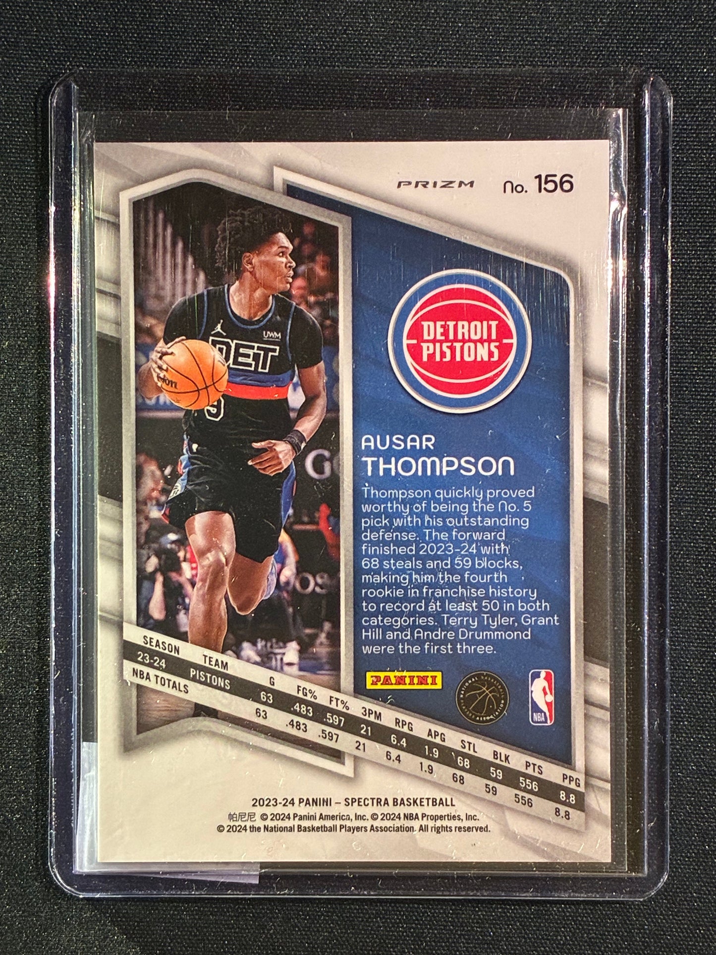 2023-24 Spectra AUSAR THOMPSON Rookie Black and White International Zebra SSP #156