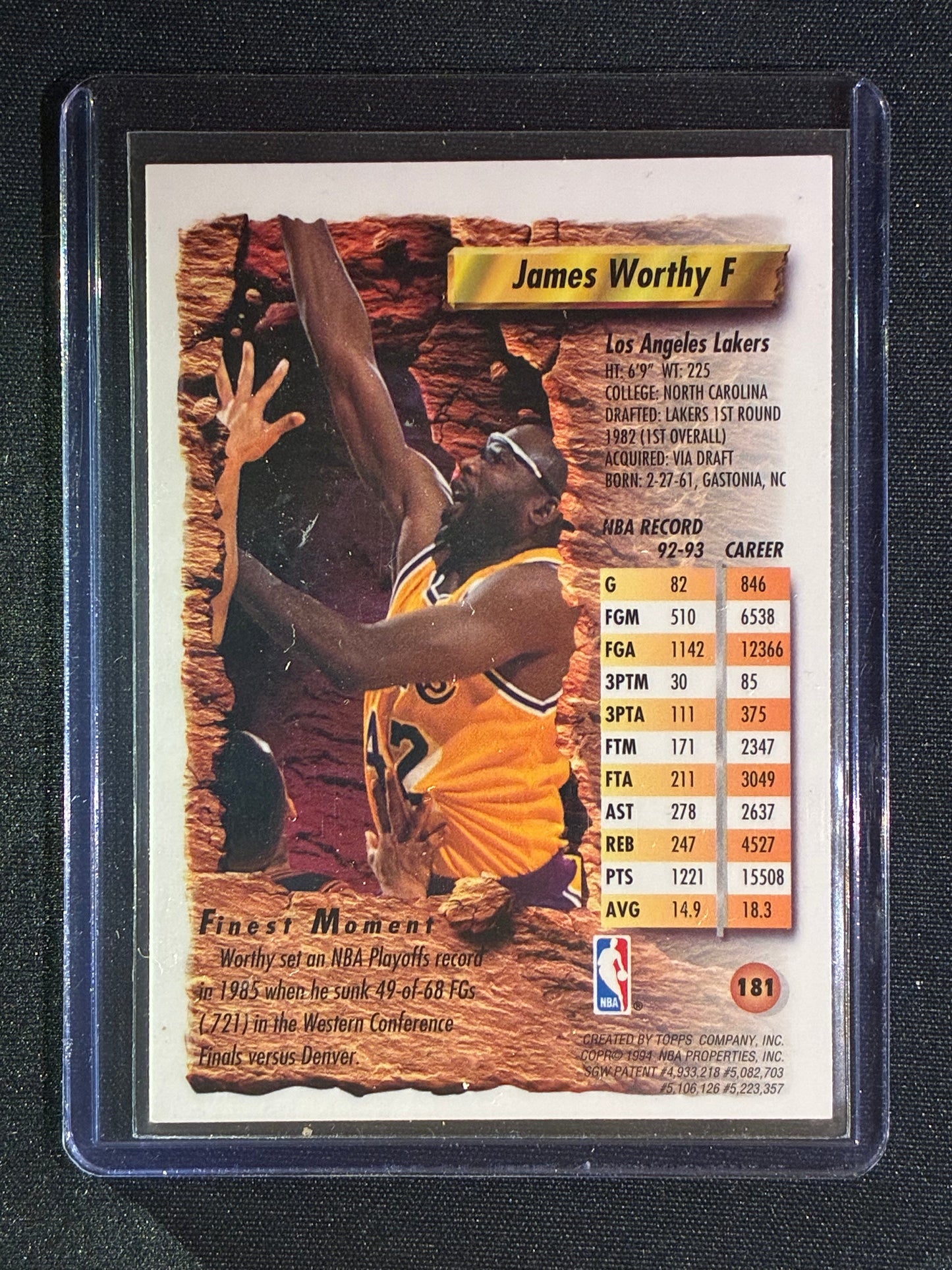 1993-94 Topps Finest JAMES WORTHY Refractor Silver #181
