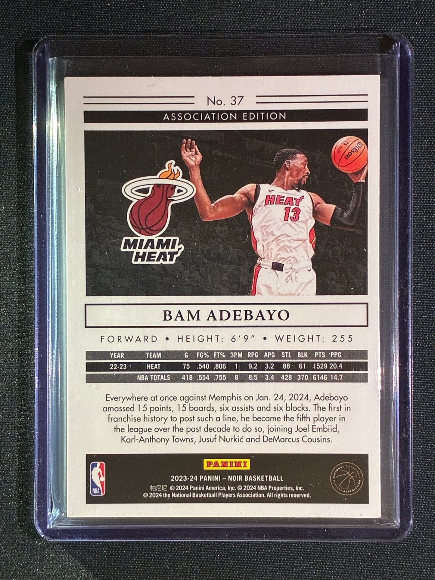 2023-24 Noir BAM ADEBAYO Base Association Edition Silver 13/99 #37