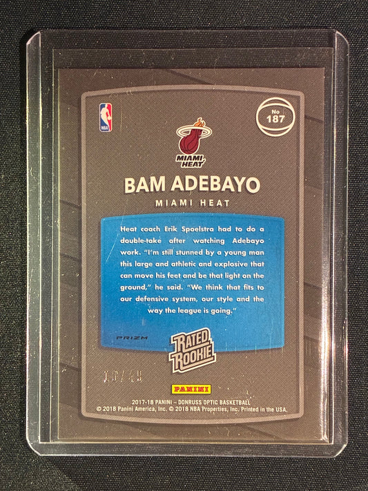 2017-18 Donruss Optic BAM ADEBAYO Rated Rookie Blue Prizm 10/49 #187