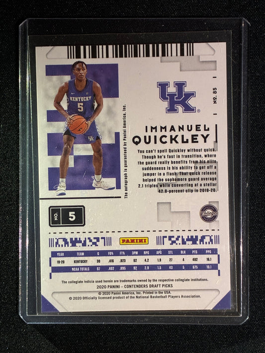 2020-21 Contenders Draft Picks IMMANUEL QUICKLEY Prospect Ticket Rookie Auto Silver #85