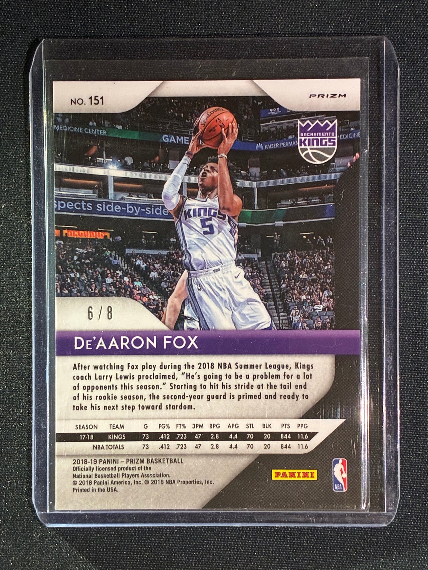 2018-19 Prizm DE'AARON FOX Choice Green Scope 6/8 #151