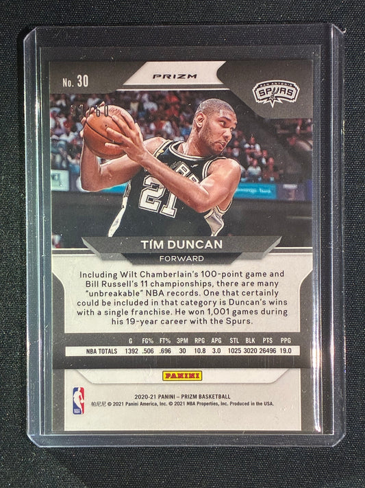 2020-21 Prizm TIM DUNCAN Orange Wave 31/60 #30