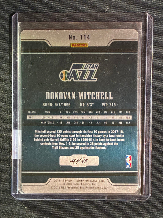 2017-18 Dominion DONOVAN MITCHELL Rookie Metal Copper Bronze 22/49 #114