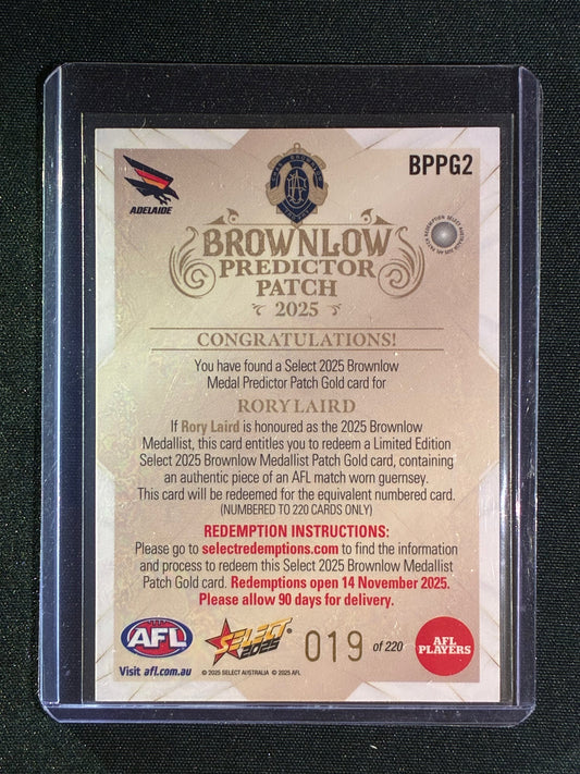 2025 Select Footy Stars RORY LAIRD Brownlow Predictor Patch Gold 019/220 #2