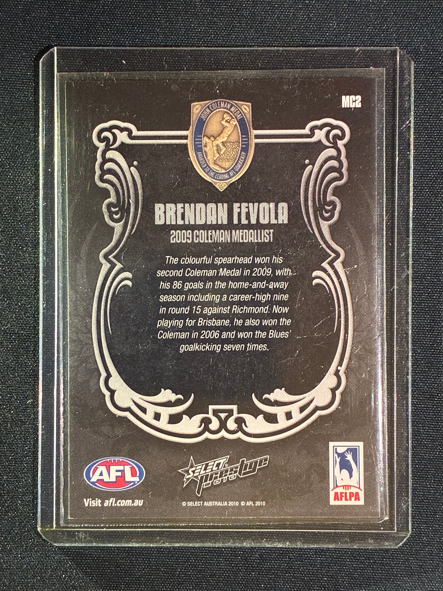 2010 Select Prestige BRENDAN FEVOLA Medal Winner 2009 Coleman Medallist #2