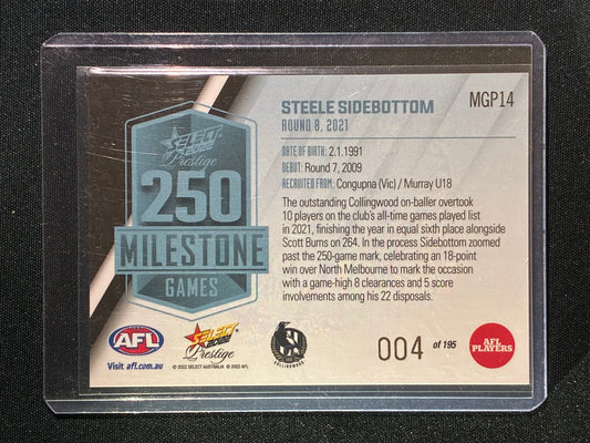 2022 Footy Stats Prestige STEELE SIDEBOTTOM 250 Milestone Games Platinum 004/195 #14
