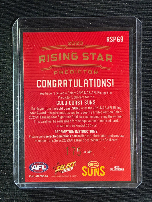 2023 Select Footy Stars GOLD COAST SUNS Rising Star Predictor Gold 175/260