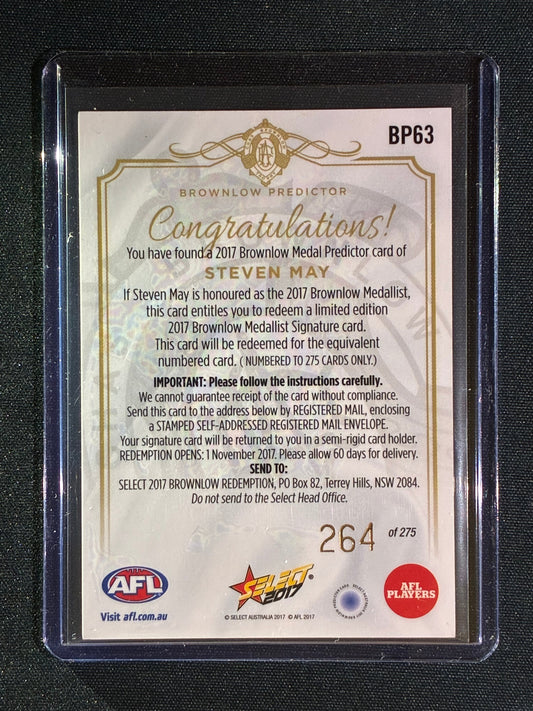 2017 Select Footy Stars STEVEN MAY Brownlow Predictor Gold 264/275 #63