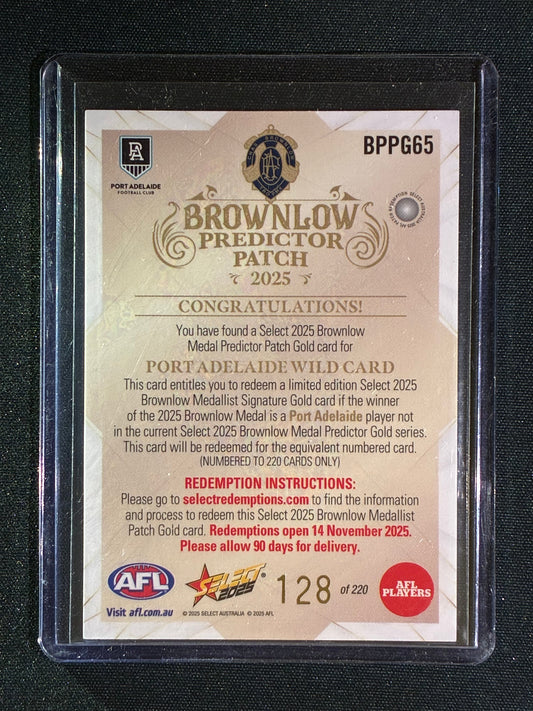 2025 Select Footy Stars PORT ADELAIDE POWER Brownlow Predictor Wildcard Patch Gold 128/220 #65