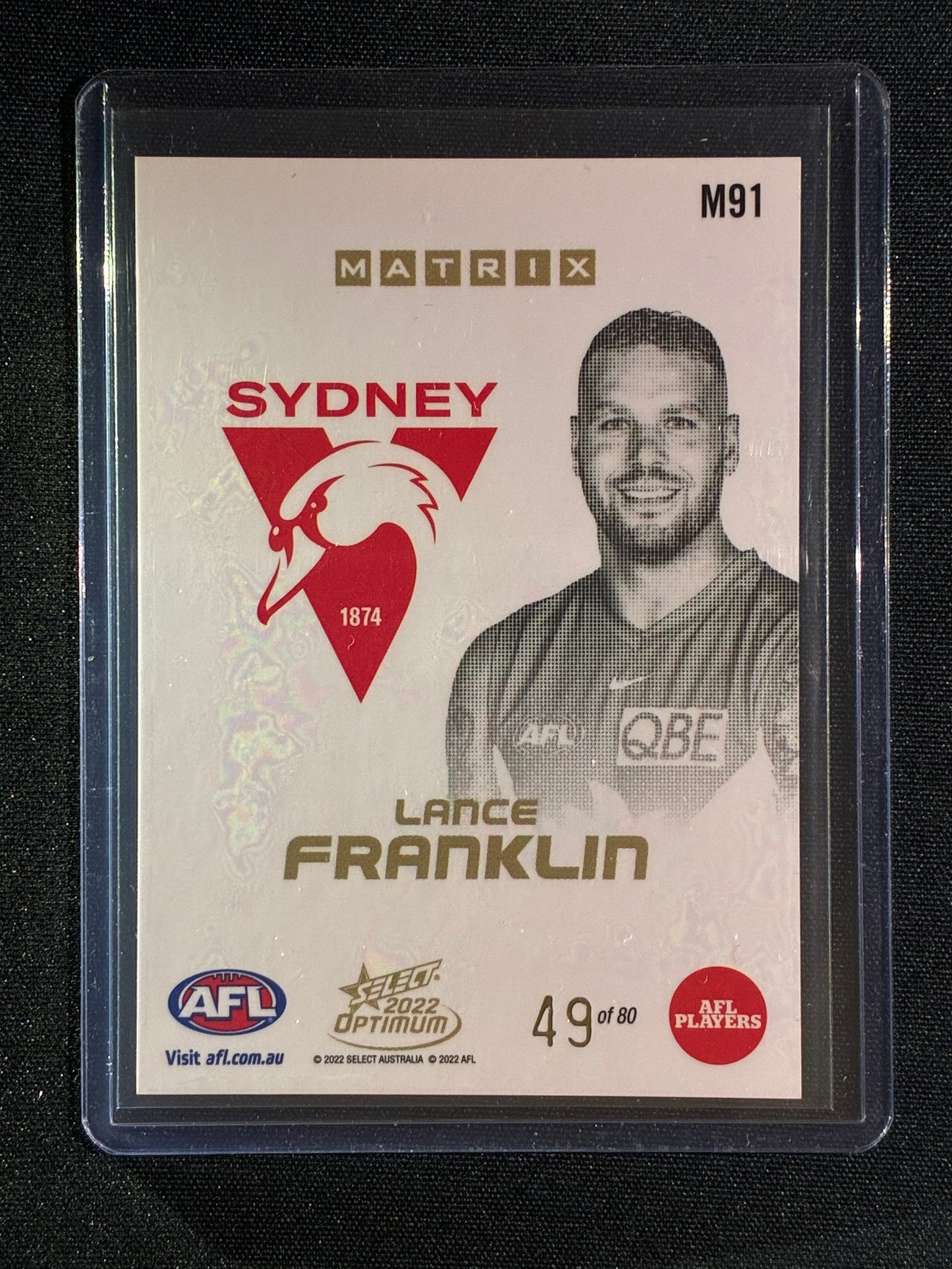 2022 Select Optimum LANCE BUDDY FRANKLIN Matrix Platinum Portraits 49/80 #91