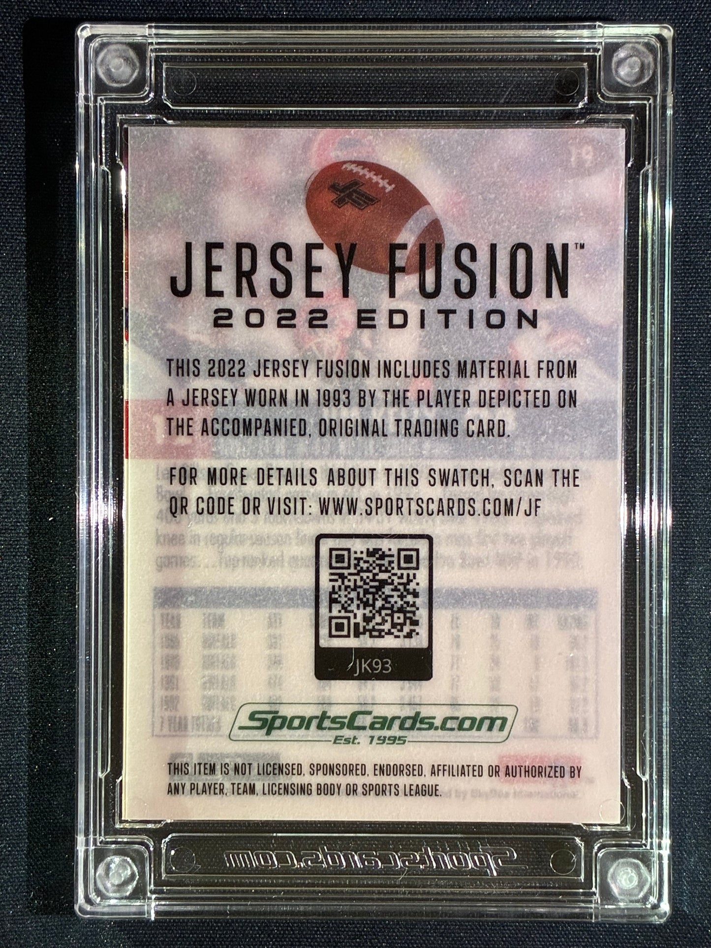 2022 Jersey Fusion JIM KELLY Skybox Impact 1993 SP Patch