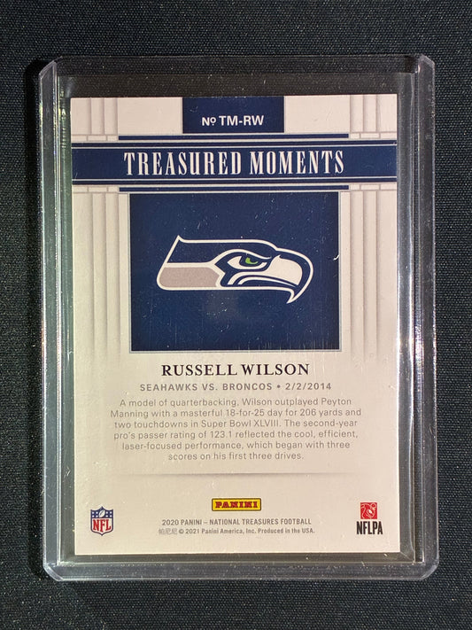 2020 National Treasures RUSSELL WILSON Treasured Moments Silver Super Bowl XLVIII 78/99