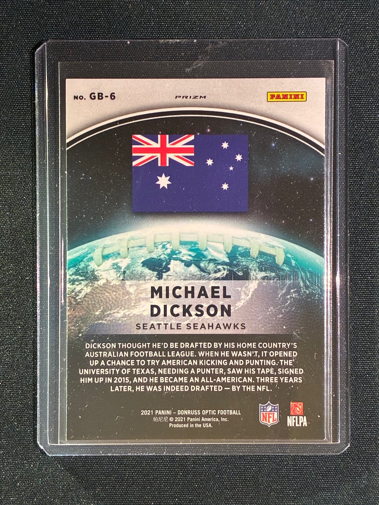 2021 Donruss Optic MICHAEL DICKSON GloBall Holo Silver #6 Australia