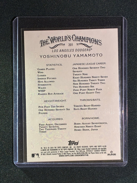 2024 Allen & Ginter YOSHINOBU YAMAMOTO Rookie Silver #201