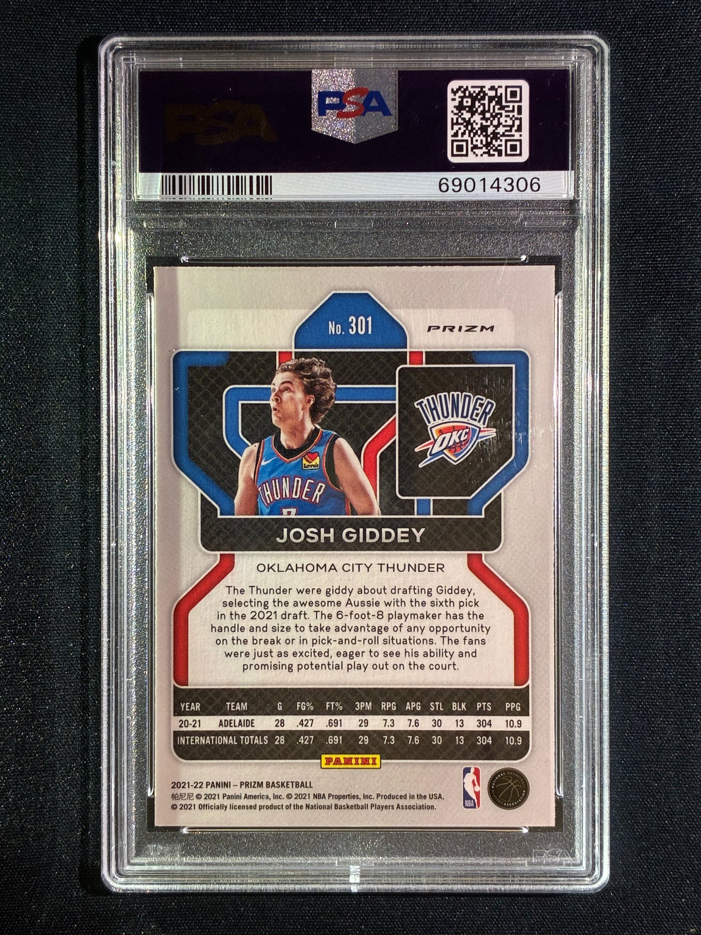 2021-22 Prizm JOSH GIDDEY Rookie Red Ice #301 PSA 8 (306)