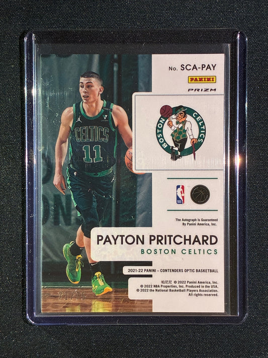 2021-22 Contenders Optic PAYTON PRITCHARD Sophomore Contenders Auto Blue Prizm 71/75