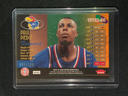 2012-13 Fleer Retro PAUL PIERCE Metal Universe 1997 Precious Metal Gems PMG 93/100