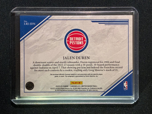 2022-23 Chronicles JALEN DUREN Limited Rookie Jersey Auto Silver 32/99