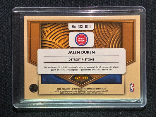 2022-23 Chronicles JALEN DUREN Gold Standard Rookie Jersey Auto Silver 22/99