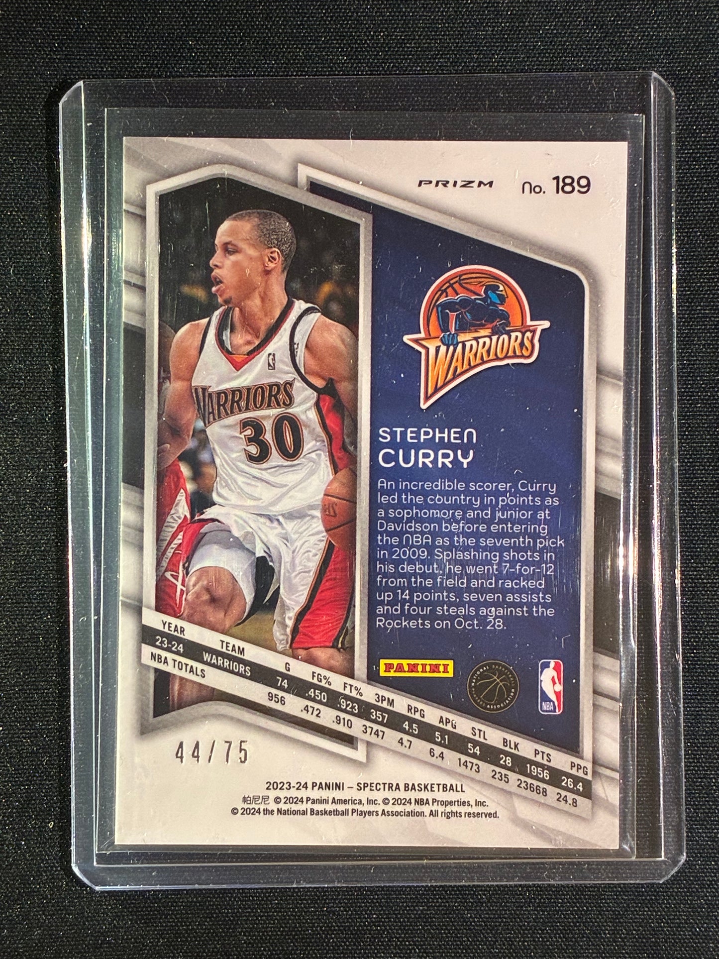 2023-24 Spectra STEPHEN CURRY Spectracular Debut International Green 44/75 #189