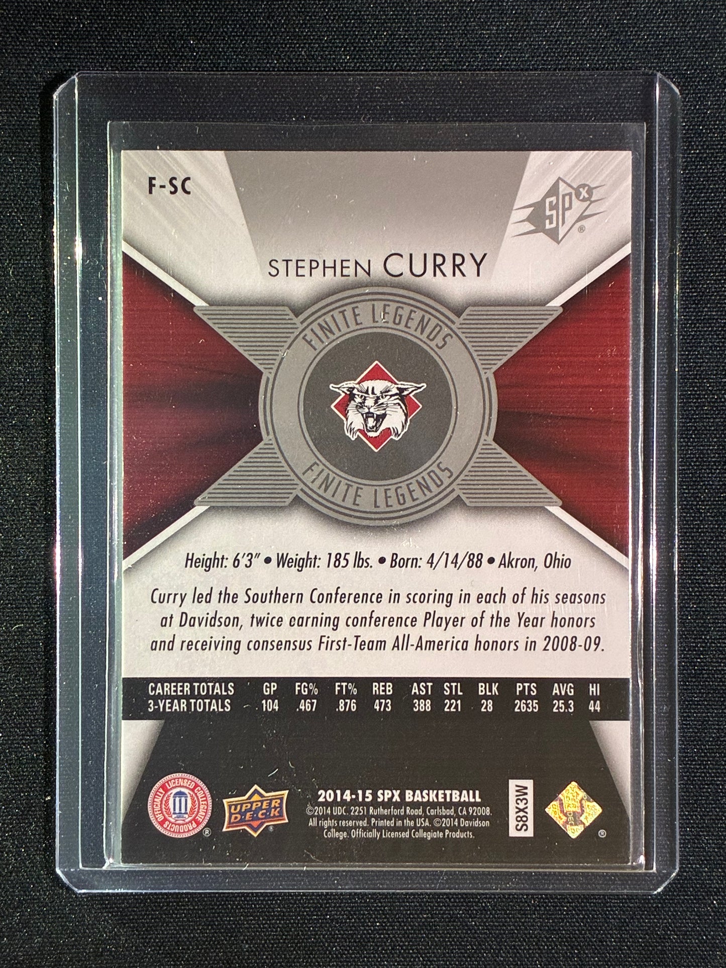 2014-15 SPX STEPHEN CURRY Finite Rookies 360/799 #SC