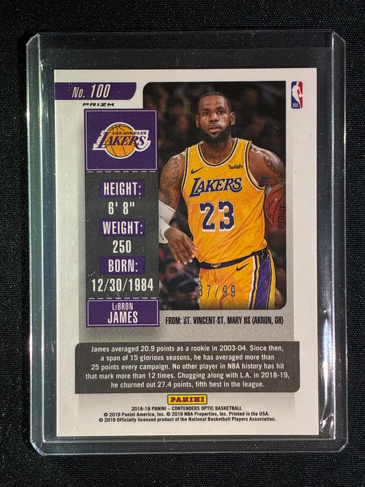 2018-19 Contenders Optic LEBRON JAMES Base Blue Prizm 37/99