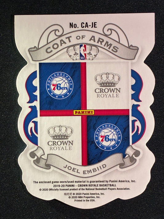 2019-20 Crown Royale JOEL EMBIID Coat of Arms Die-Cut Jersey Relic #JE Game Worn
