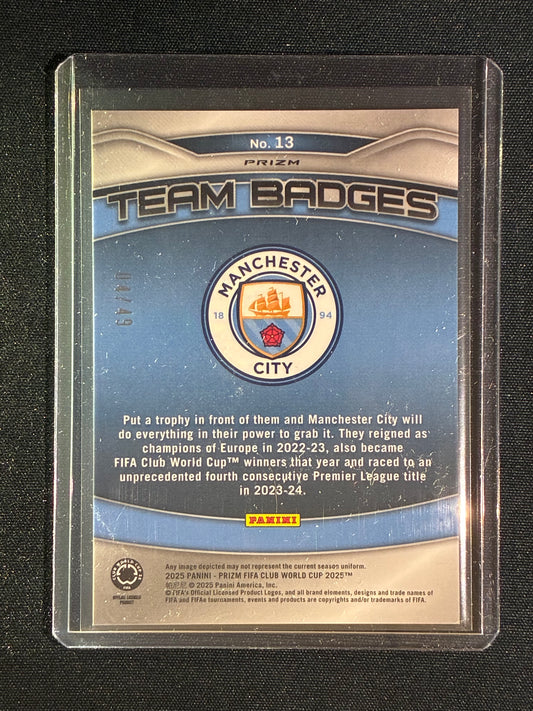 2025 Prizm Club World Cup MANCHESTER CITY Team Badges Logo Purple 4/49 #13