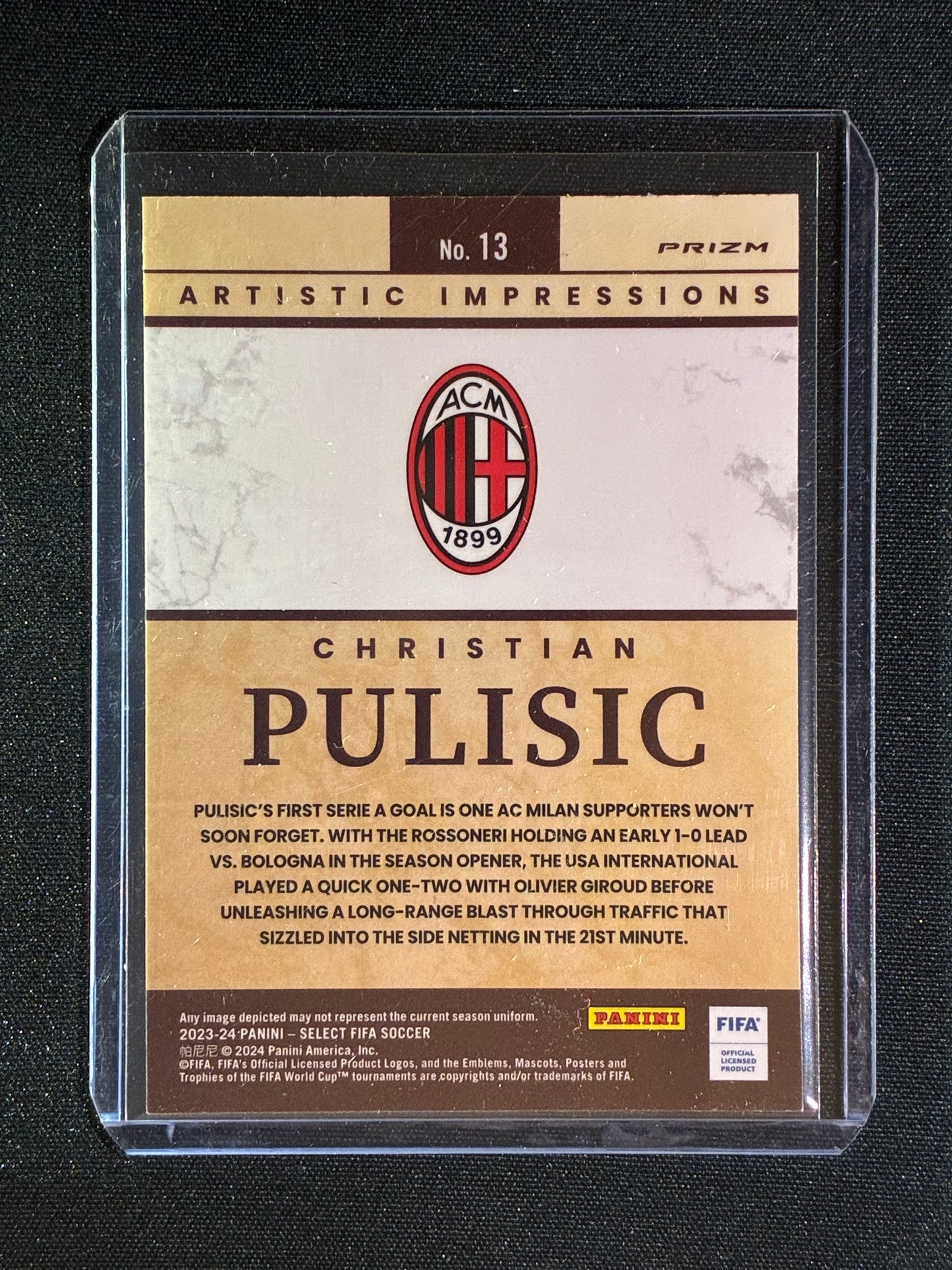 2023-24 Select FIFA CHRISTIAN PULISIC Artistic Impressions Prizm Silver #13 SSP