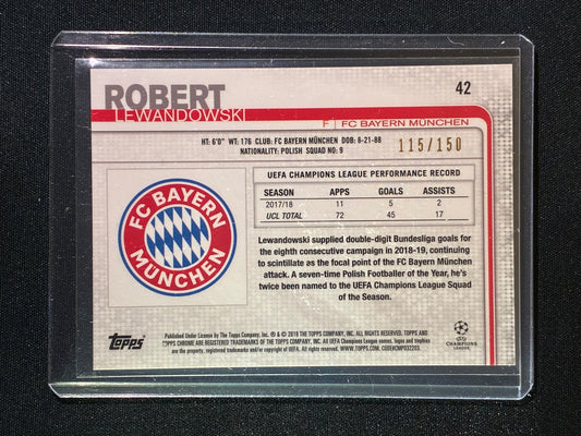 2018-19 Topps Chrome UEFA UCL ROBERT LEWANDOWSKI Blue Refractor 115/150 #42