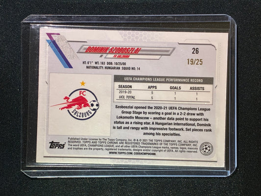 2020-21 Topps Chrome UEFA UCL DOMINIK SZOBOSZLAI Orange Refractor 19/25 #26