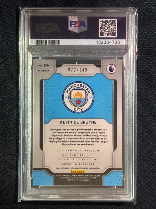 2019-20 Prizm EPL KEVIN DE BRUYNE Red Prizm 22/149 #156 PSA 10 (780)