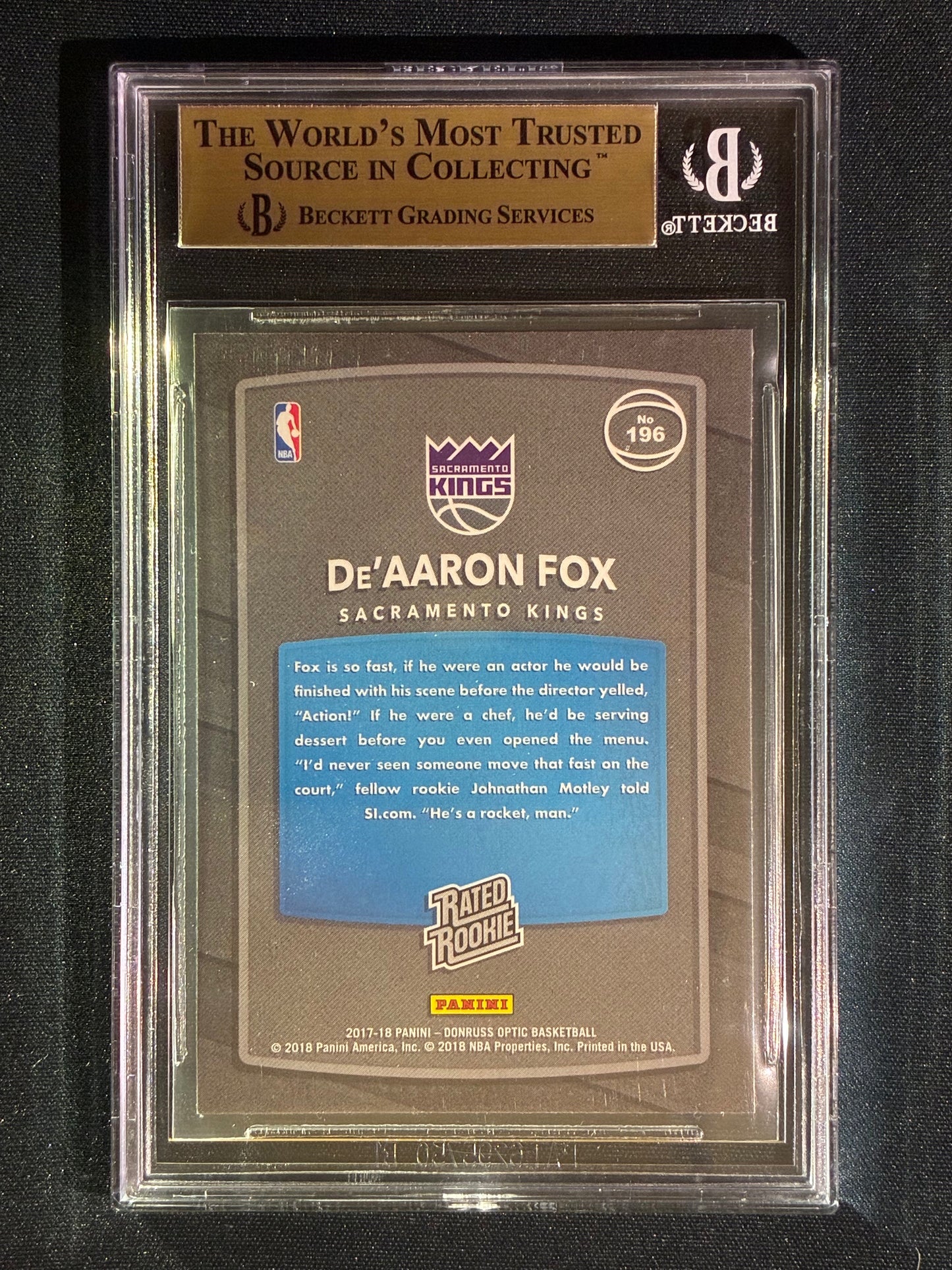 2017-18 Donruss Optic DE'AARON FOX Rated Rookie Red and Yellow #196 BGS 9.5 (148)