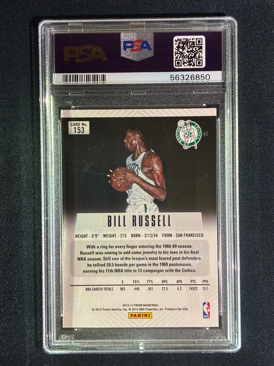 2012-13 Prizm BILL RUSSELL Prizm Base #153 PSA 9 (850)