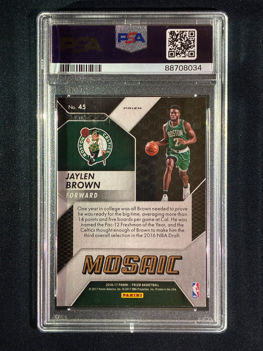 2016-17 Prizm Mosaic JAYLEN BROWN Rookie Mosaic Silver #45 PSA 9 (034)