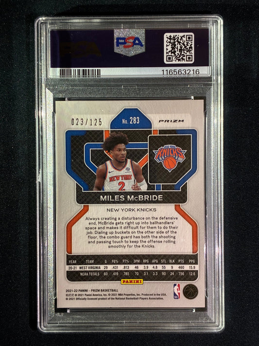 2021-22 Prizm MILES MCBRIDE Rookie Blue Ice 23/125 #283 PSA 9 (216)