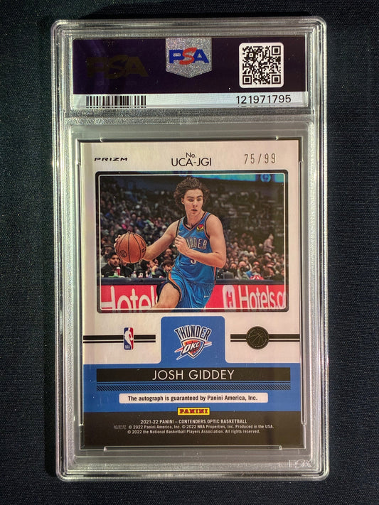 2021-22 Contenders Optic JOSH GIDDEY Up and Coming Rookie Auto Silver Prizm 75/99 PSA 9 (795)