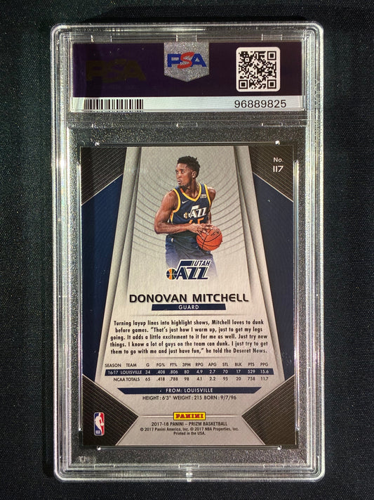 2017-18 Prizm DONOVAN MITCHELL Rookie Base #117 PSA 10 (825)