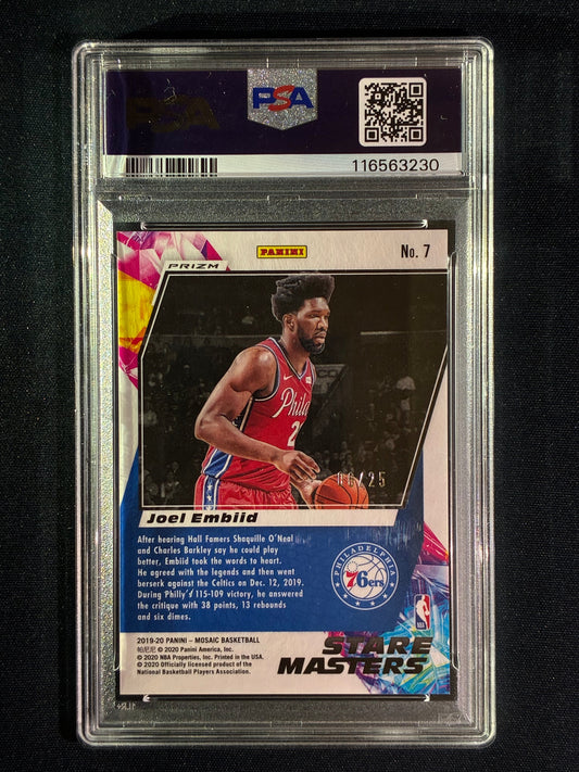 2019-20 Mosaic JOEL EMBIID Stare Masters White Mosaic 6/25 PSA 10 (230)