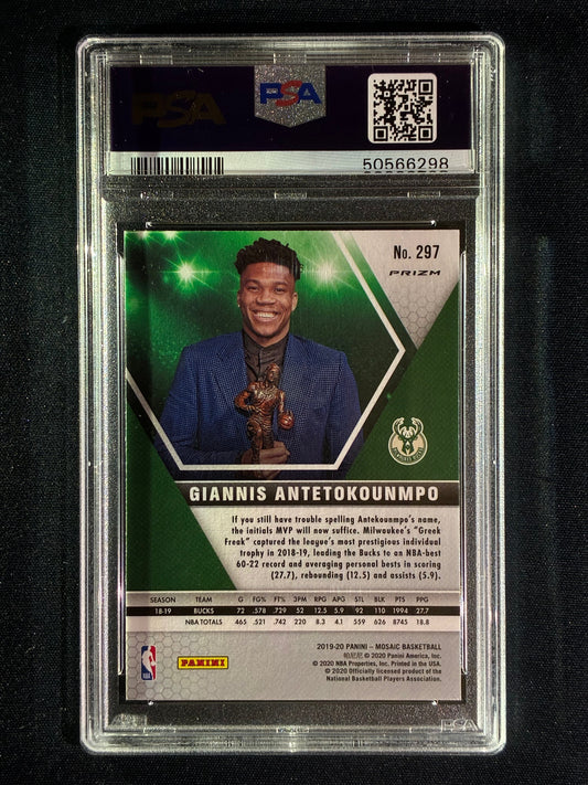 2019-20 Mosaic GIANNIS ANTETOKOUNMPO MVPs Pink Camo Mosaic Prizm #297 PSA 10 (298)