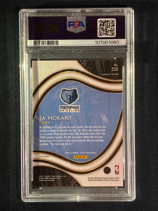 2020-21 Select JA MORANT Courtside Red White Green Cracked Ice SP #255 PSA 10 (060)