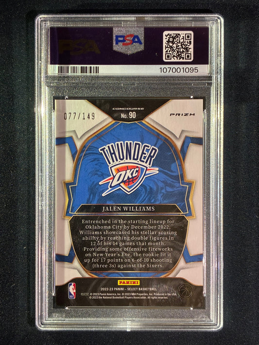 2022-23 Select JALEN WILLIAMS Concourse Rookie White Prizm 77/149 #90 PSA 10 (095)