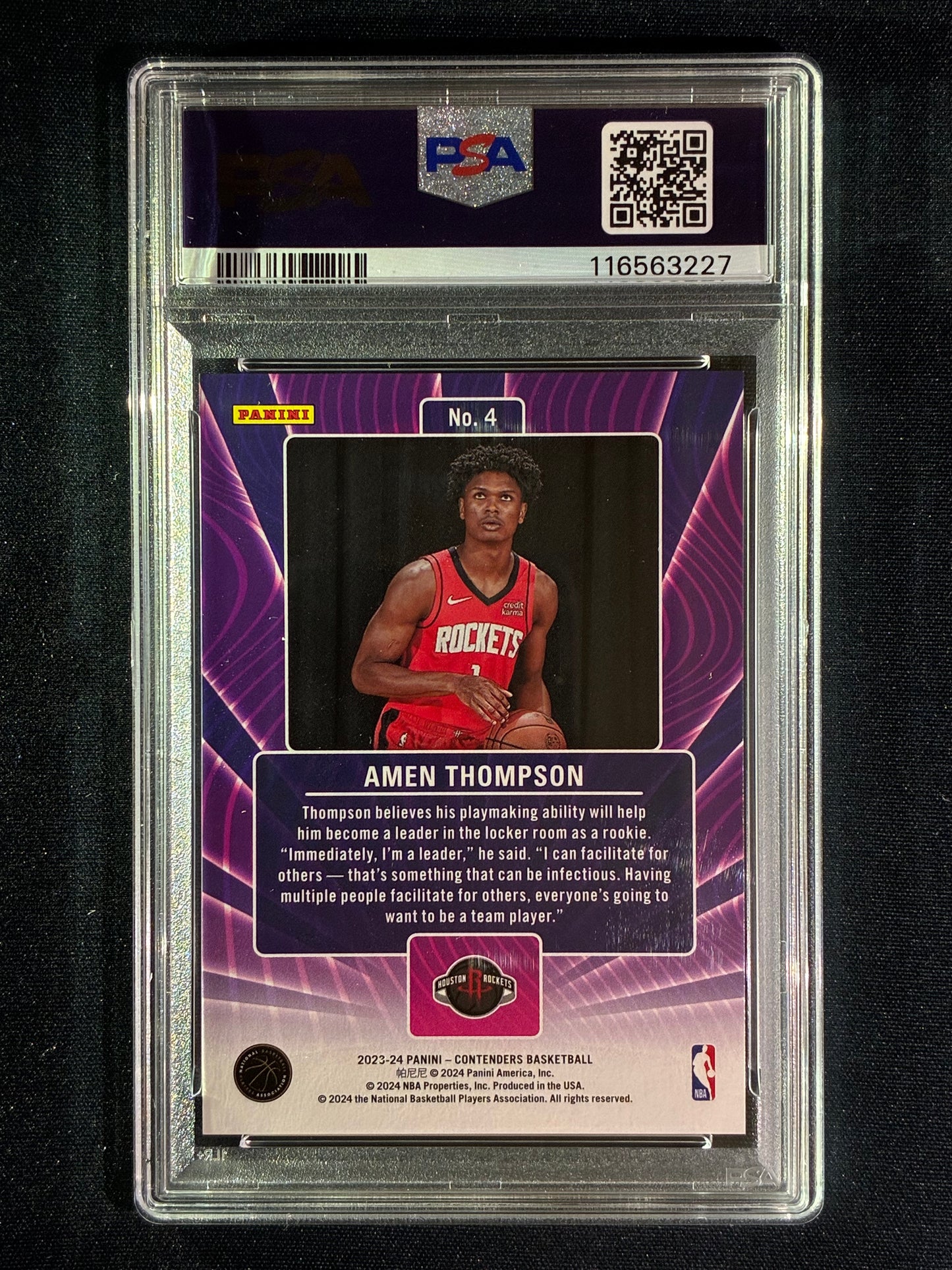 2023-24 Contenders AMEN THOMPSON Lottery Tickets Rookie Base #4 PSA 10 (227)