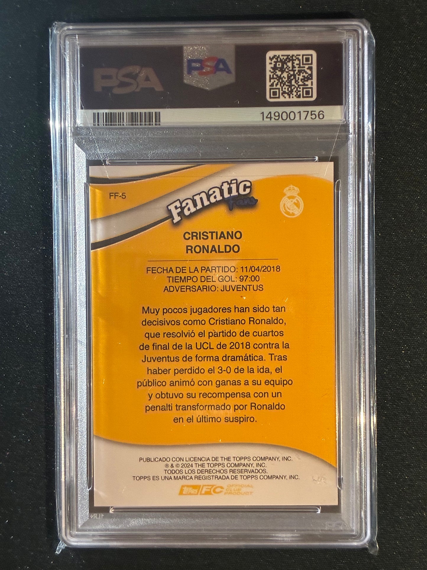 2024-25 Topps Fan Set CRISTIANO RONALDO Fanatic Fans Electro FF-5 PSA 8 (756)